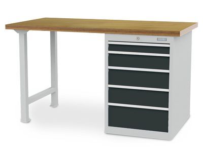 Werkbank | Reihenwerkbank 1 x Schubladenschrank 5 x Schublade B/T/H 1500x750x859 mm
