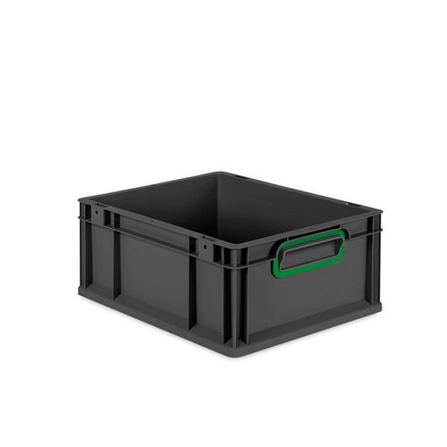 Eurobox ECO NextGen Cycle, Griffe geschlossen, farbige ColorClips, Anthrazit, B/T/H 400x300x170 mm
