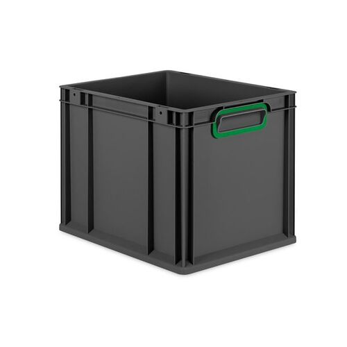 Eurobox ECO NextGen Cycle, Griffe geschlossen, farbige ColorClips, Anthrazit, B/T/H 400x300x320 mm