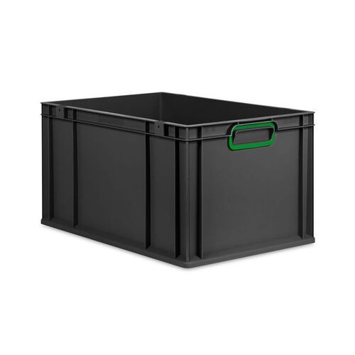 Eurobox ECO NextGen Cycle, Griffe geschlossen, farbige ColorClips, Anthrazit, B/T/H 600x400x320 mm