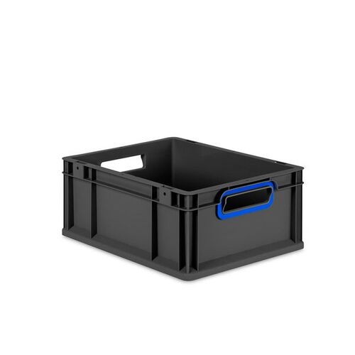 Eurobox ECO NextGen Cycle, Griffe offen, farbige ColorClips, Anthrazit, B/T/H 400x300x170 mm