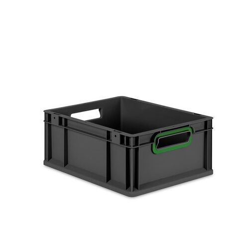 Eurobox ECO NextGen Cycle, Griffe offen, farbige ColorClips, Anthrazit, B/T/H 400x300x170 mm