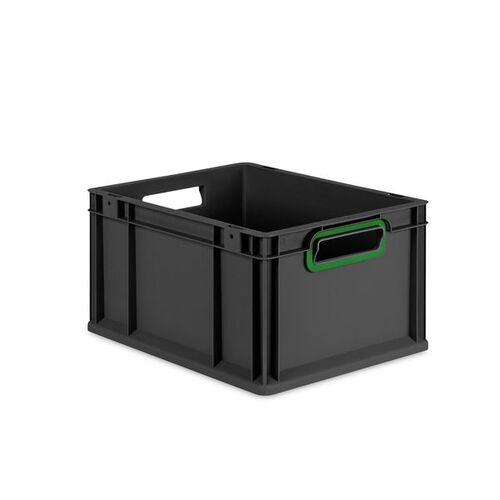 Eurobox ECO NextGen Cycle, Griffe offen, farbige ColorClips, Anthrazit, B/T/H 400x300x220 mm