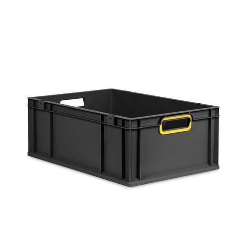 Eurobox ECO NextGen Cycle, Griffe offen, farbige ColorClips, Anthrazit, B/T/H 600x400x220 mm