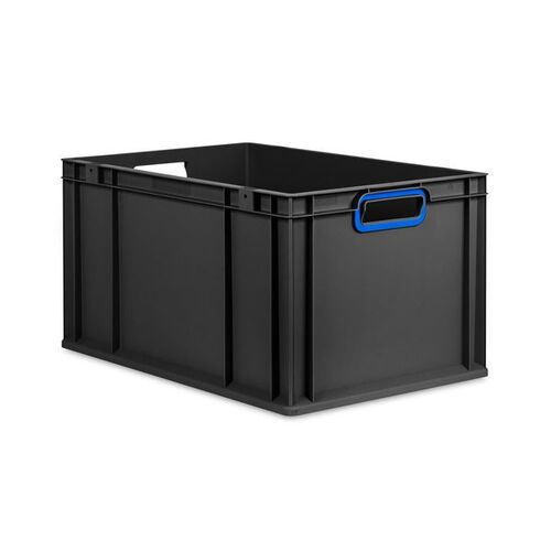 Eurobox ECO NextGen Cycle, Griffe offen, farbige ColorClips, Anthrazit, B/T/H 600x400x320 mm