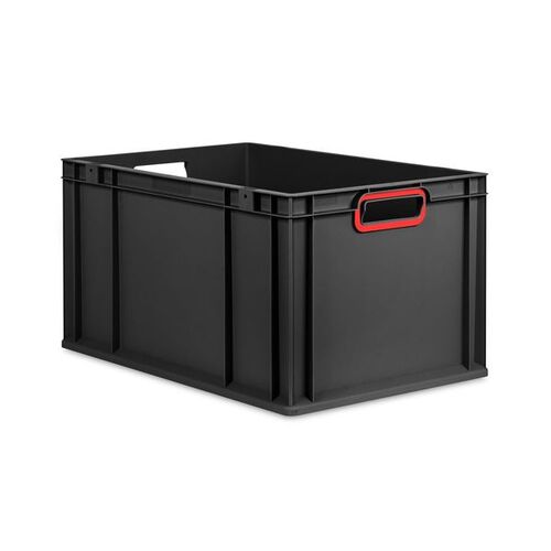 Eurobox ECO NextGen Cycle, Griffe offen, farbige ColorClips, Anthrazit, B/T/H 600x400x320 mm