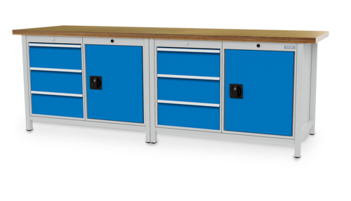 Werkbank | Kastenwerkbank 6 x Schublade 2 x Fl�gelt�r B/T/H 2500x750x859 mm