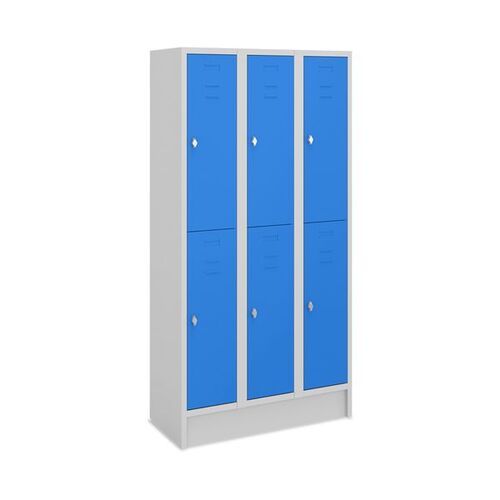 F�cherschrank mit Drehriegelverschluss, 3 Abteile, 6 F�cher, Abteilbreite 300 mm