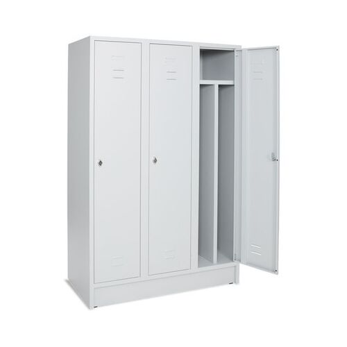 Spind auf Sockel, 3 Abteile mit Trennwand, BTH 1200x500x1800 mm