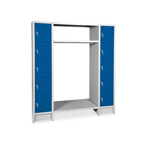 Offene Garderobe mit 2 Abteilen und 10 Schlie�f�chern, BTH 1540x500x1800 mm 