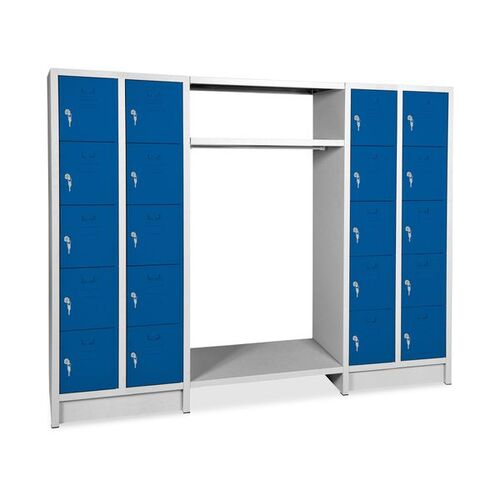 Offene Garderobe mit 4 Abteilen und 20 Schlie�f�chern, BTH 2040x500x1800 mm 