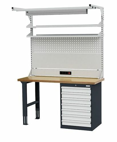 Reihenwerkbank inkl. Schubladenschrank + Aufbau 1500x600x860 mm
