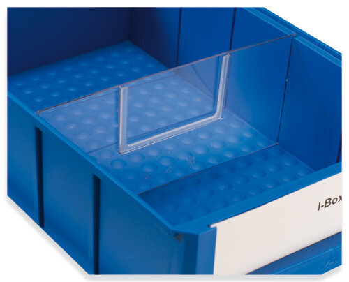 Trennsteg aus SAN f�r breite Regalbox, transparent, 10 St�ck