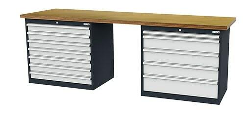 Reihenwerkbank inkl. 2 x Schubladenschrank 2500x600x860 mm