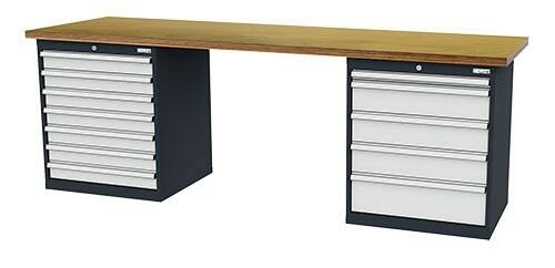 Reihenwerkbank inkl. 2 x Schubladenschrank 2500x600x860 mm