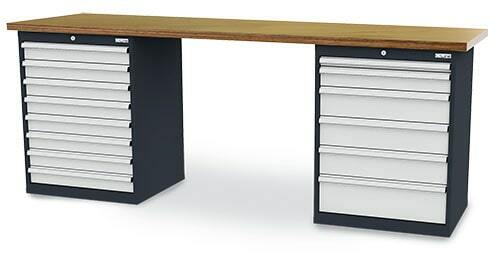 Reihenwerkbank inkl. 2 x Schubladenschrank 2500x600x960 mm