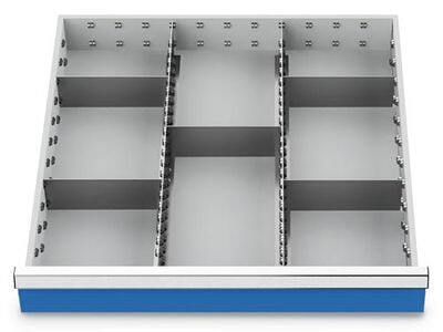 Schubladeneinsatz Metalleinteilung 600x600 mm BLH 50 mm