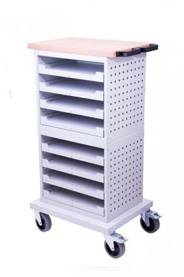 Mobiler Kofferschrank f�r Kleinteilekoffer mit Lochwand