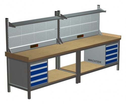 Werkbank | Kastenwerkbank mit Multiwand, Breite 3000 mm