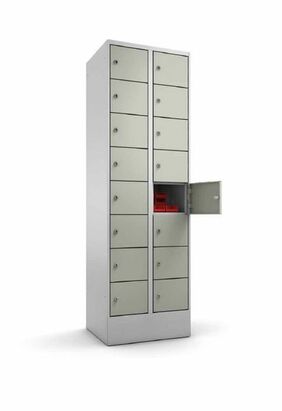 Schlie�fachschrank, 2 Abteile, 16 F�cher, Abteilbreite 300 mm