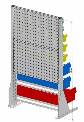 Tisch-Standregal inkl. 41 Sichtboxen 720x1250 mm