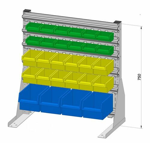 Standregal einseitig inkl. 28 Sichtboxen 720x750 mm