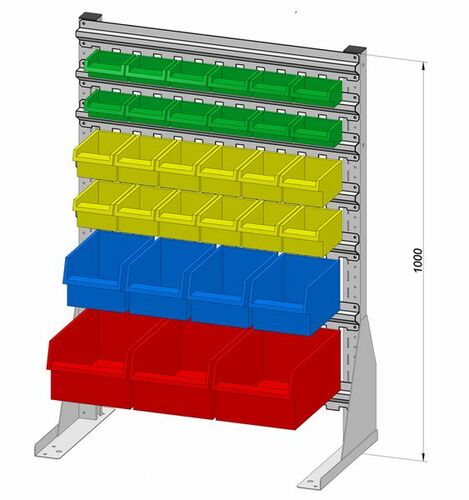 Standregal einseitig inkl. 31 Sichtboxen 720x1000 mm