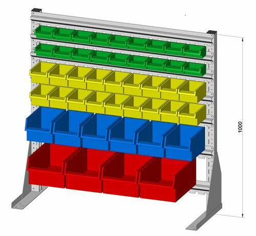 Standregal einseitig inkl. 46 Sichtboxen 1030x1000 mm