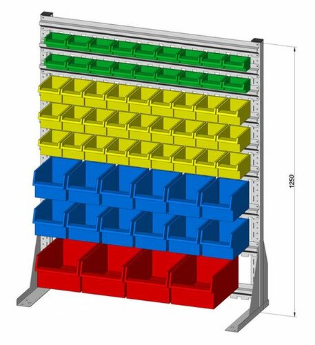 Standregal einseitig inkl. 61 Sichtboxen 1030x1250 mm