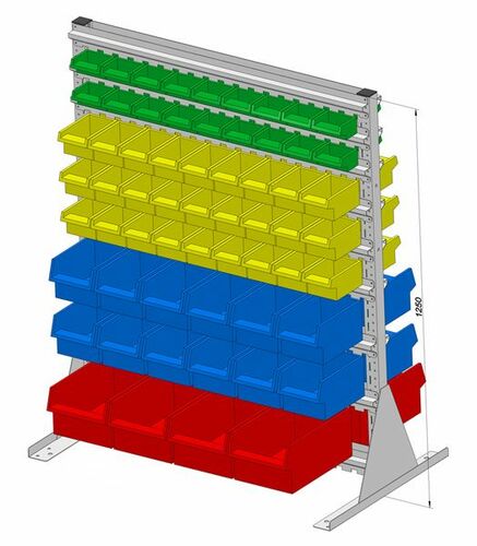 Standregal zweiseitig inkl. 122 Sichtboxen 1030x1250 mm