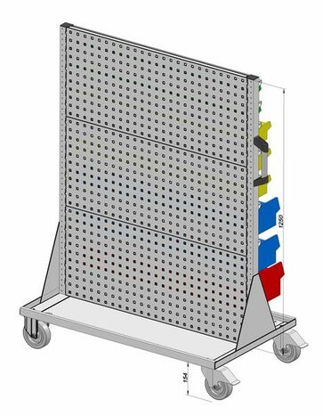 Fahrregal beidseitig inkl. 61 Sichtboxen 1030x1405 mm