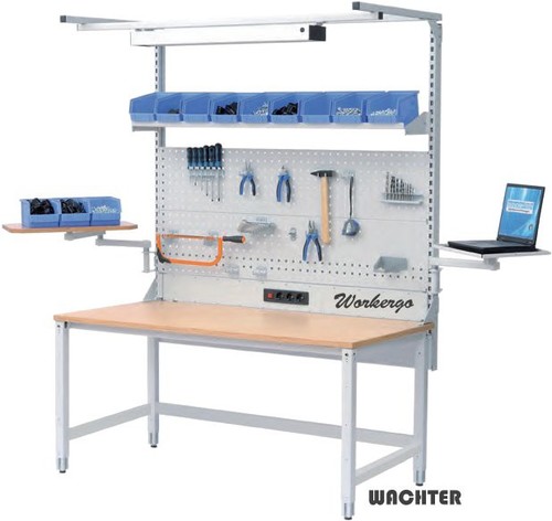 Grundtisch, h�henverstellbar mit Obergestell und Lochplatten