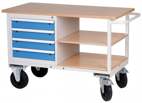 Mobile Kastenwerkbank mit 4 Schubladen und Ablageb�den