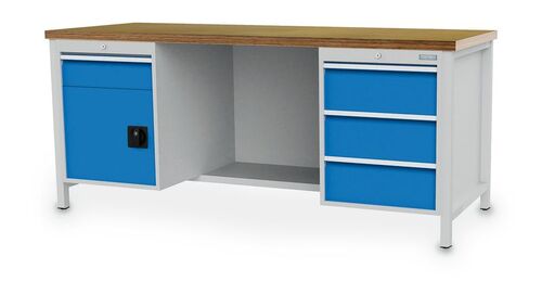 Werkbank | Kastenwerkbank 4 x Schublade 1 x Fl�gelt�r B/T/H 2000x750x859 mm