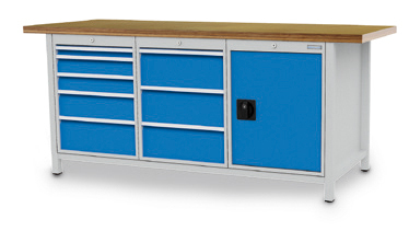 Werkbank | Kastenwerkbank 8 x Schublade 1 x Fl�gelt�r B/T/H 2000x750x859 mm