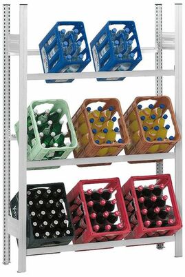 Getr�nkekistenregal 3 Ebenen, RAL 7035 lichtgrau, H/B/T 1750x1060x335 mm