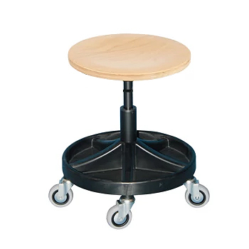 Arbeitshocker mit Rollen und Ablageschale 