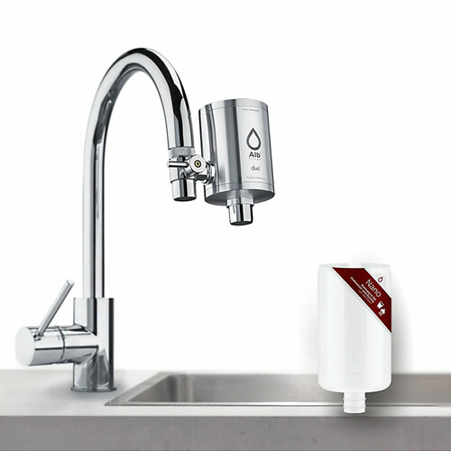 Alb Filter Duo Nano Trinkwasserfilter fr Wasserhahn (Edelstahl Natur)