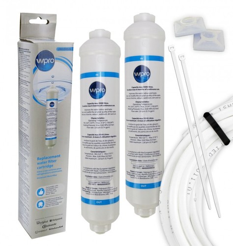 2 x Wpro Wasserfilter Patrone USC100, 481281718629 + GRATIS 2m Filterschlauch