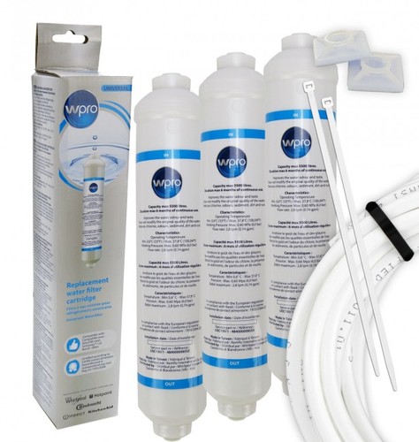 3 x Wpro Wasserfilter Patrone USC100, 481281718629 + GRATIS 2m Filterschlauch