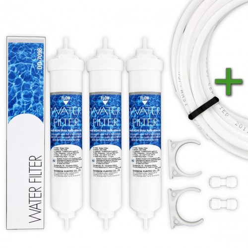 3 x DD-7098 Wasserfilter + Schlauch, Halteklammern u. Verbinder GRATIS