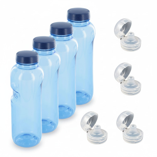 4x 1,0 Tritan Trinkflasche mit Trinkdeckel Flip Top Wasserflasche Flasche Sport Fahrrad BPA - frei