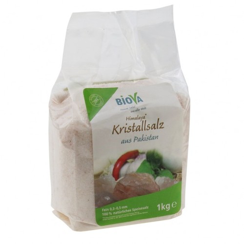 Biova Punjab Kristallsalz - Fein - 1 KG (0,3 - 0,5 mm) Naturbelassen Feinstreu