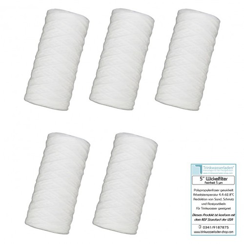 5 St�ck 5 Zoll Wickelfilter, Wasserfilter, Sediment, Filterkerze, Kerzenfilter 5 �m