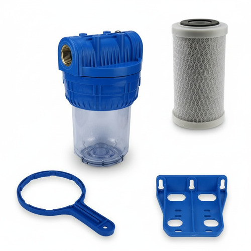 Wasser Filtergeh�use 5 3-teilig 3/4 IG Messing Vorfilter Pool + Aktivkohle