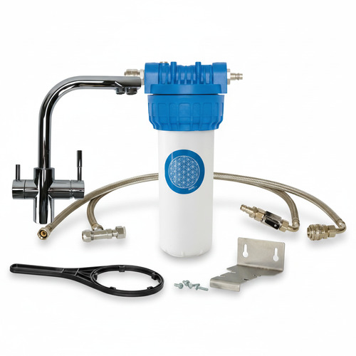 Alvito Einbau-Filtersystem Untertisch mit 3 Wege Wasserhahn Chrom Premium H�he ca. 33 cm