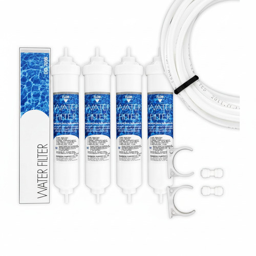 4 x DD-7098 Wasserfilter + Schlauch, Halteklammern u. Verbinder GRATIS