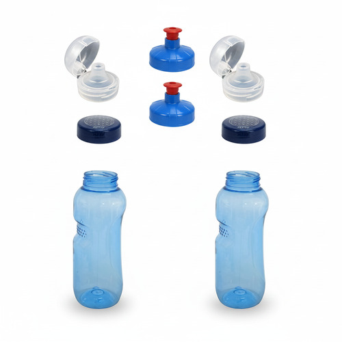 2x 0,5L Kavodrink Wasserflasche mit Lebensblume-Deckel + 2x FlipTop + 2x Push-Pull