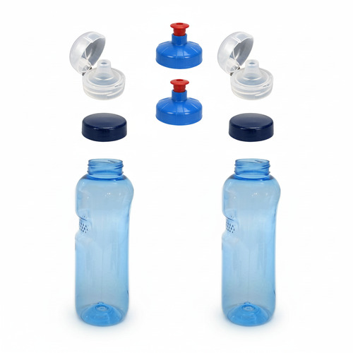 2x 0,75L Kavodrink Wasserflasche Trinkflasche + 2x FlipTop + 2x Push-Pull