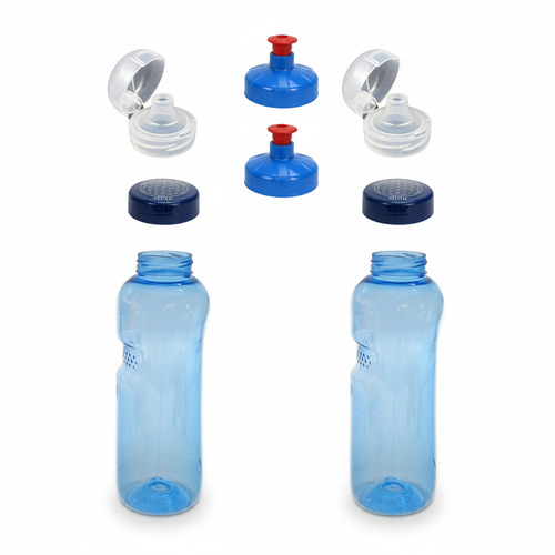 2x 0,75L Kavodrink Wasserflasche mit Lebensblume Deckel + 2x FlipTop + 2x Push-Pull
